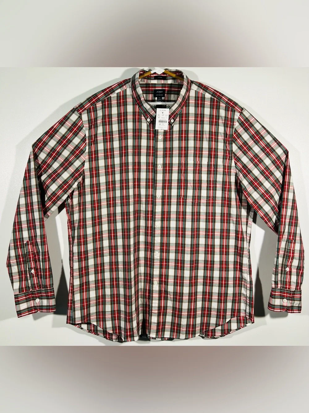 J.Crew Classic Flex Washed Plaid Mens Long Sleeve Button Down Shirt Size 2XL NWT